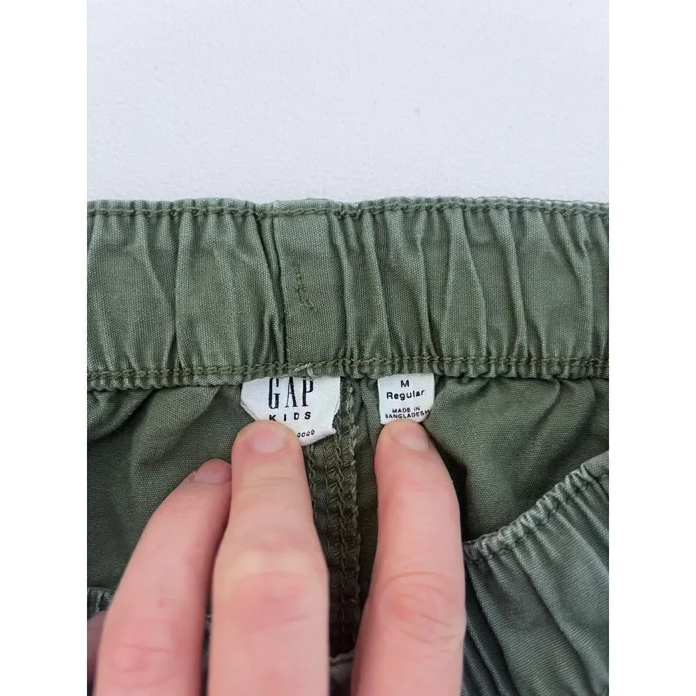 Gap Kids Boys Size Medium Green‎ Pull on Long Pants Side Pockets Elastic Cuffs